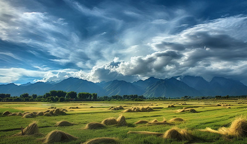 低空的云层金黄的田野身心放松好去处,高清,摄影图,摄影图片,图片大全,摄影图免费下载
